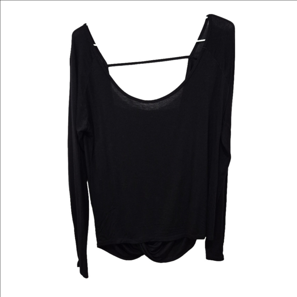 ZYIA Active Namaste Black Open Back Long Sleeve Top